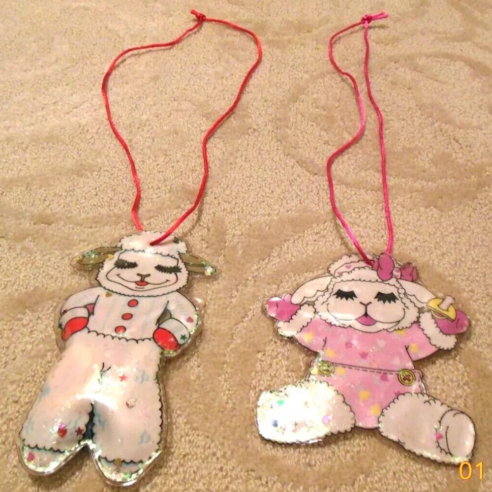 RARE 1993 Shari Lewis Lamb Chop & Friends Hair Band Ponytail Holder zipper pouch